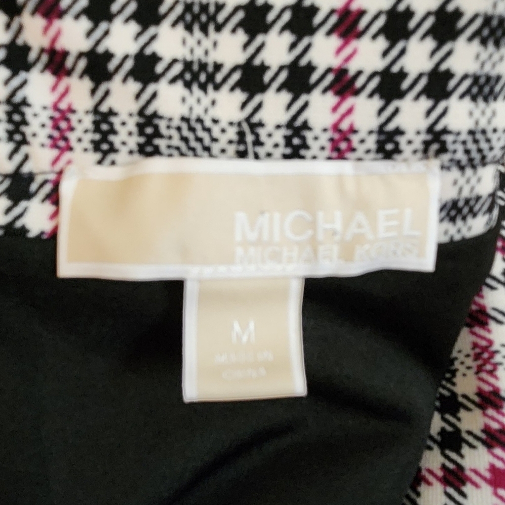 Women's Michael Kors Pencil Skirt,medium, check pattern, black, white & burgundy - Picture 2 of 3